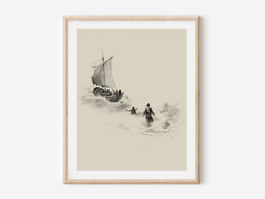 Peter and Jesus walk on water Digital download printable art